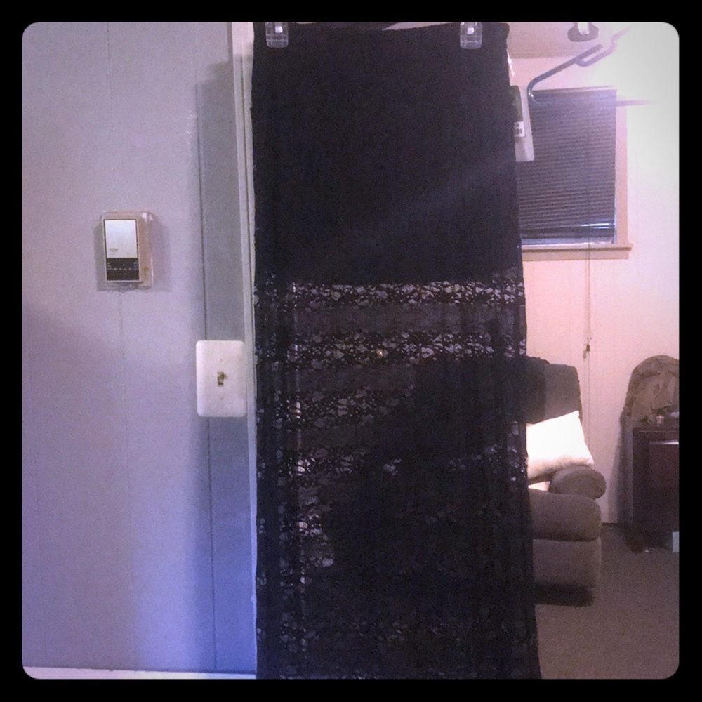 Black lace maxi skirt
